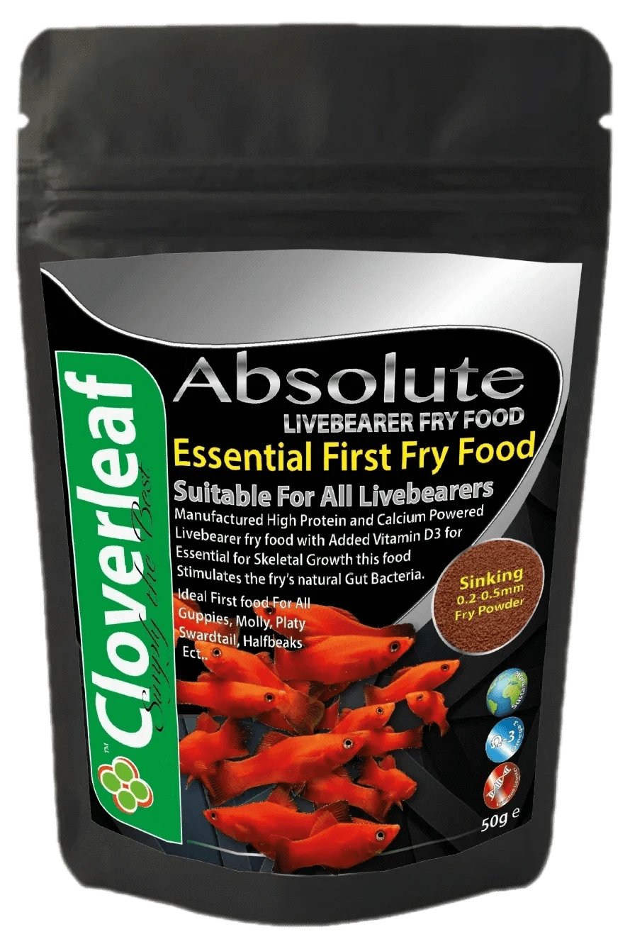 Cloverleaf Absolute LiveBearer Slow Sinking 0.2mm-5mm Pellets Aquarium fish food Cloverleaf