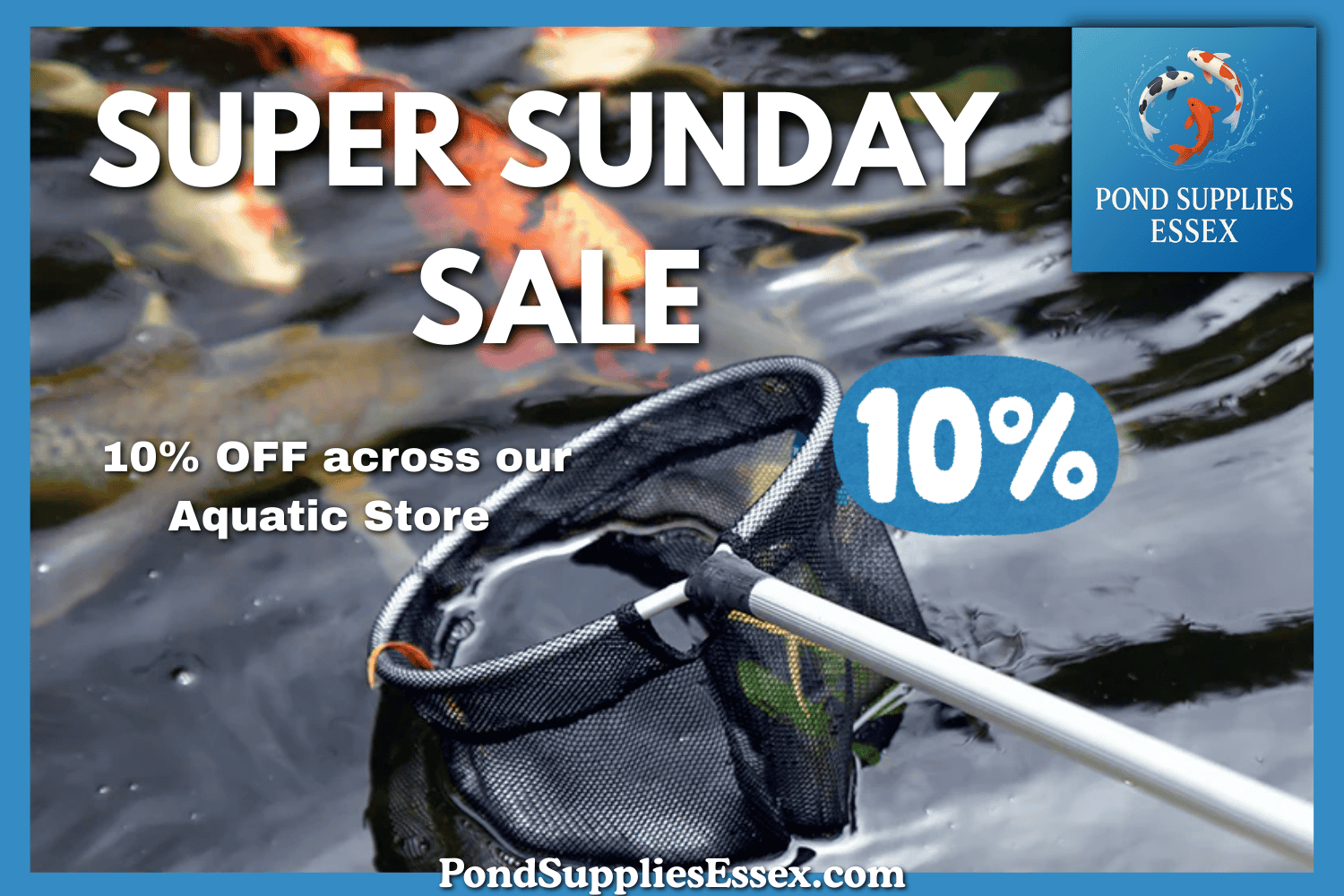 Super Sunday sale at PondSuppliesEssex online aquatic store , get 10% off everything!