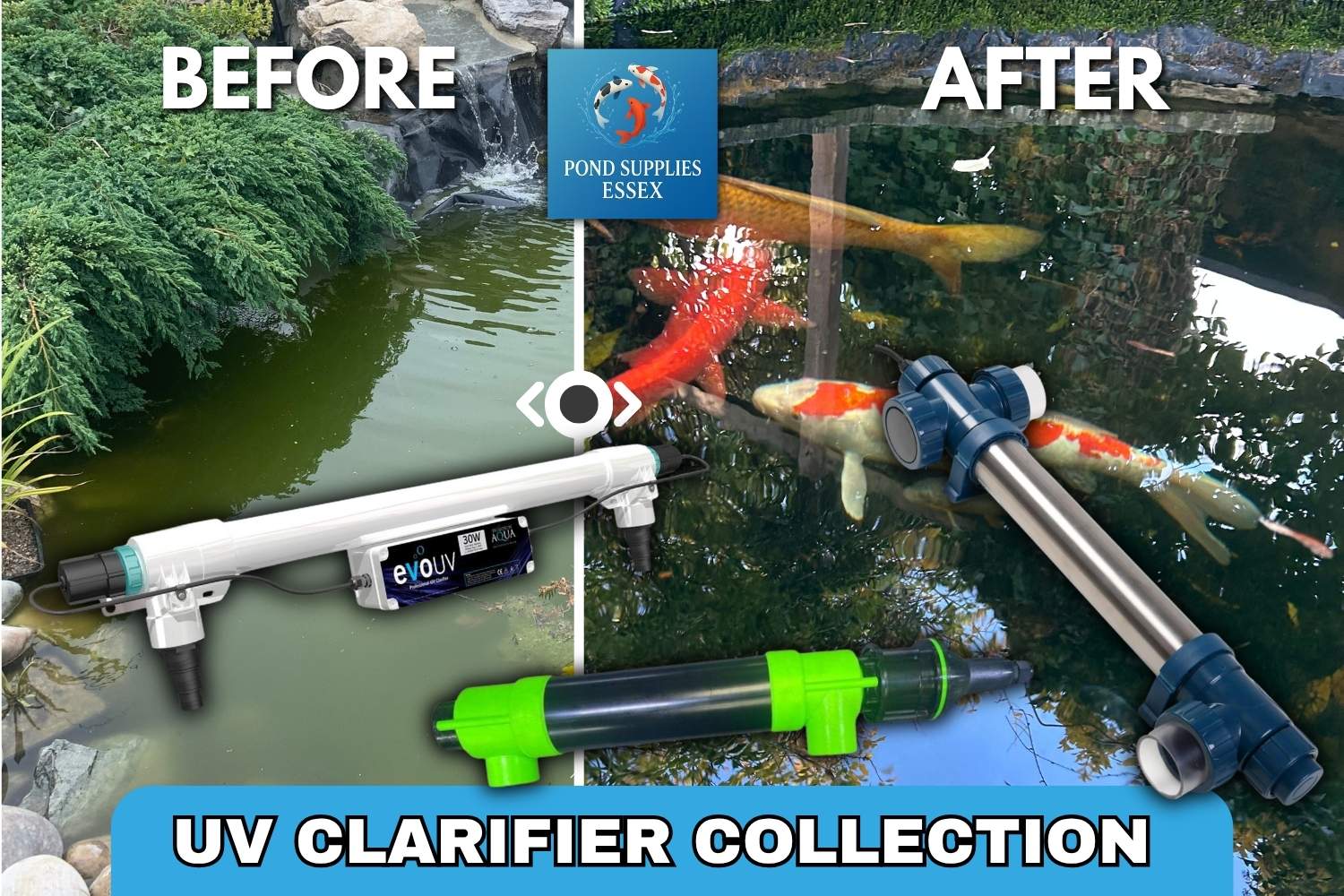 Uv Clarifier collection for effective algae removal for a crystal clear pond at Pond Supplies Essex online store 