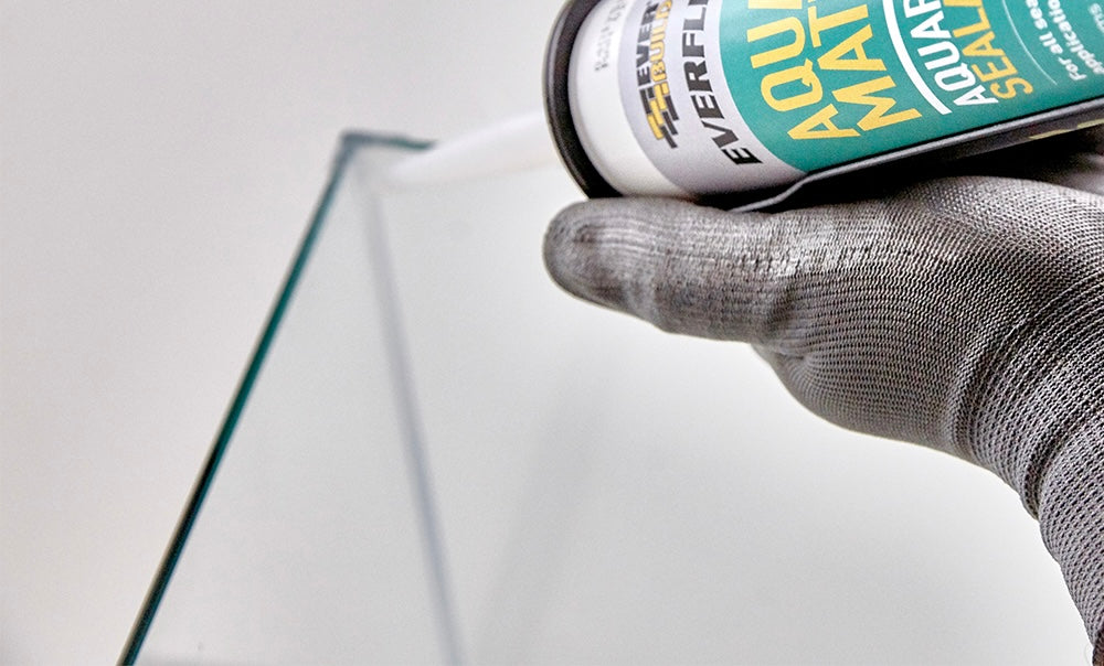 Aquarium Sealant in use on new Glass Aquarium at Pond Supplies Essex 