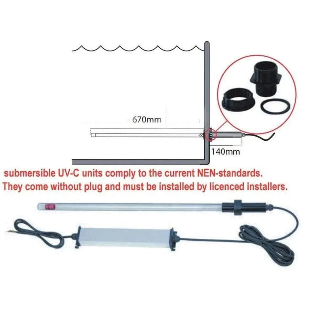 AQUAFORTE T5 SUBMERSIBLE 75W UVC Uv Clarifier Pond Supplies Essex
