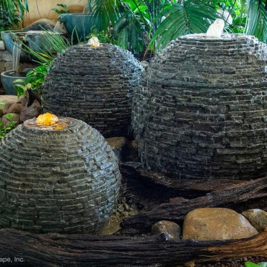 Aquascape Stacked Slate Sphere Fountain Kits Fountain Kit at Pond Supplies Essex Online Store 