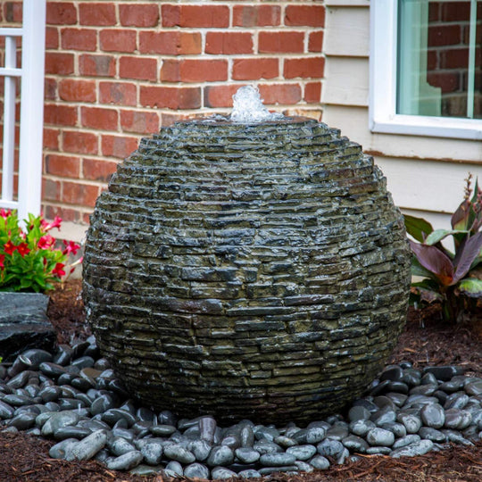 Aquascape Stacked Slate Sphere Fountain Kits Fountain Kit at Pond Supplies Essex Online Store 