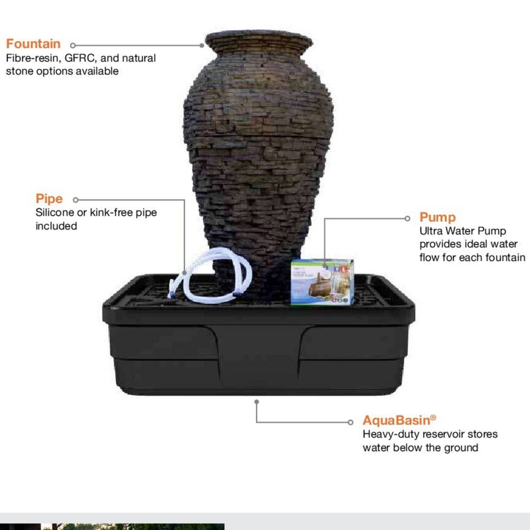 Aquascape Stacked Slate Urn Fountain Kits Fountain Kit at Pond Supplies Essex Online Store 