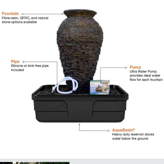 Aquascape Stacked Slate Urn Fountain Kits Fountain Kit at Pond Supplies Essex Online Store 
