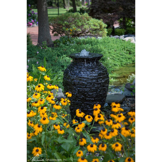 Aquascape Stacked Slate Urn Fountain Kits Fountain Kit at Pond Supplies Essex Online Store 