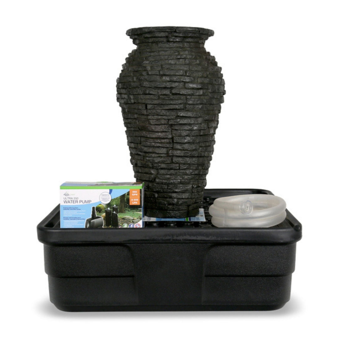 Aquascape Stacked Slate Urn Fountain Kits Fountain Kit at Pond Supplies Essex Online Store 