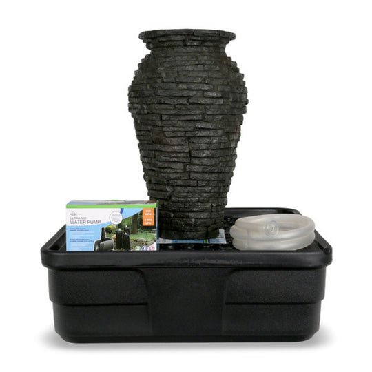 Aquascape Stacked Slate Urn Fountain Kits Fountain Kit at Pond Supplies Essex Online Store 