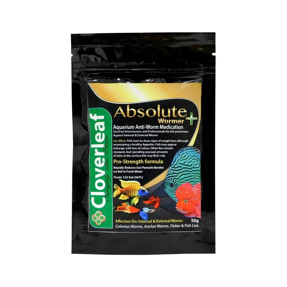 Cloverleaf Absolute Aquarium Anti-Worm Treatment 50g AquariumWaterTreatment at Pond Supplies Essex Online Store 