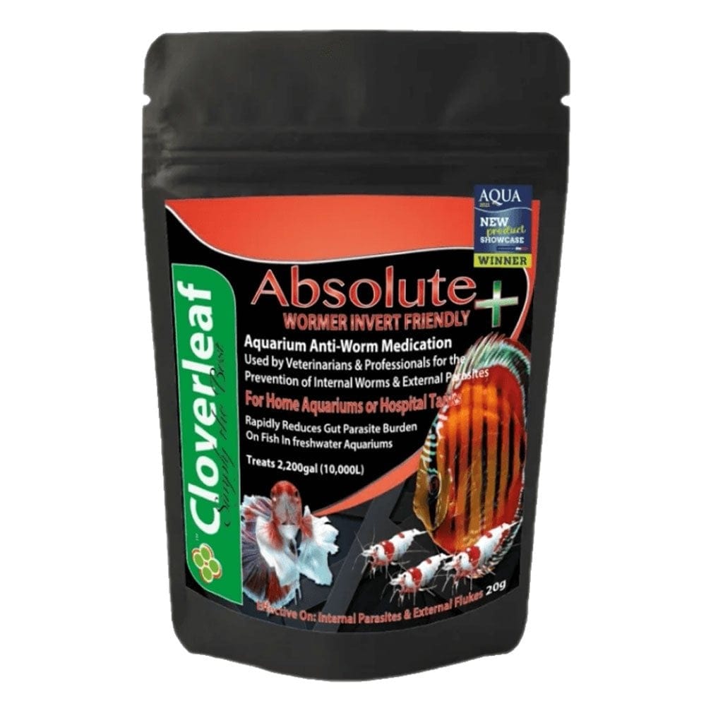 Cloverleaf Absolute Aquarium Invert- Friendly Freshwater Wormer Treatment 20g AquariumWaterTreatment Cloverleaf