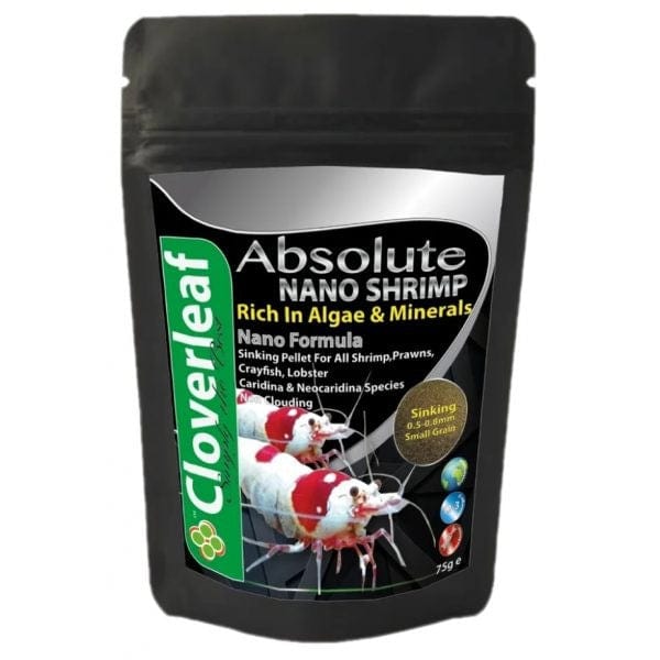 Cloverleaf Absolute Nano Shrimp Diet 75g (0.5mm-0.8mm Sinking Pellets) Invertebrate Food Pond Supplies Essex