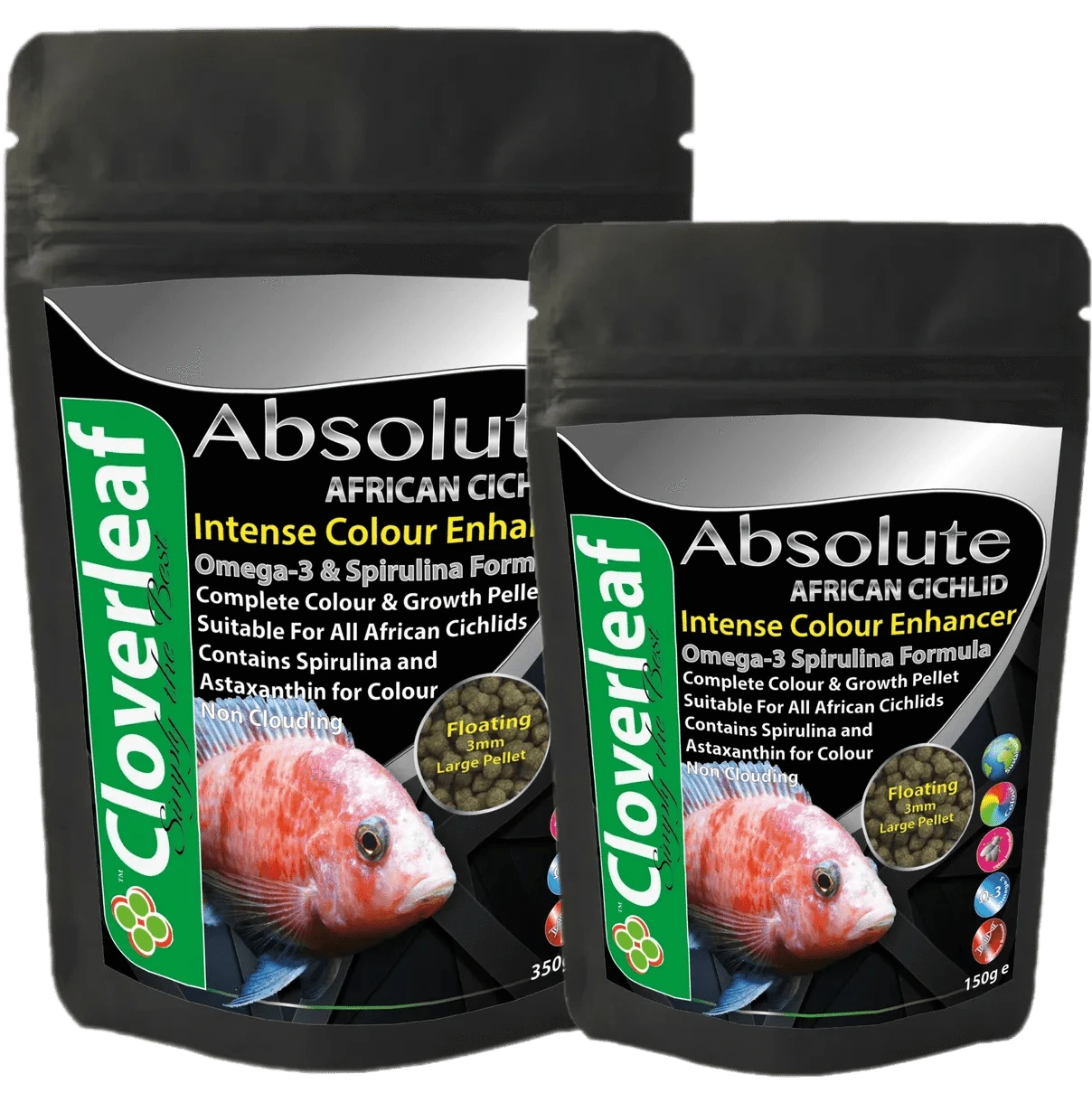 Cloverleaf African Cichlid Colour Diet 3mm Floating Pellets Aquarium fish food at Pond Supplies Essex Online Store 