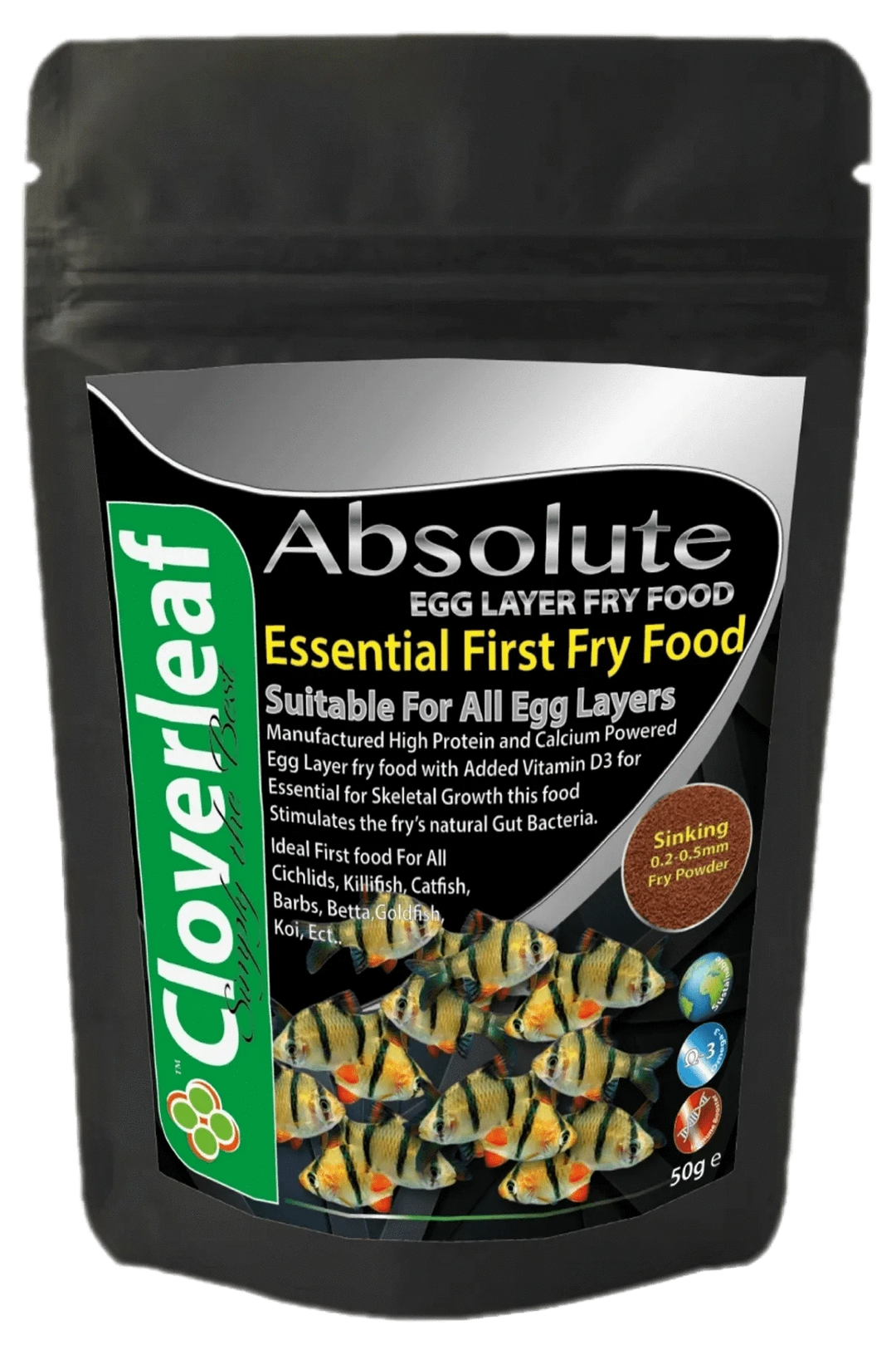 Cloverleaf Egg Layer Slow Sinking   0.2-5mm Pellets 50g Aquarium fish food Cloverleaf