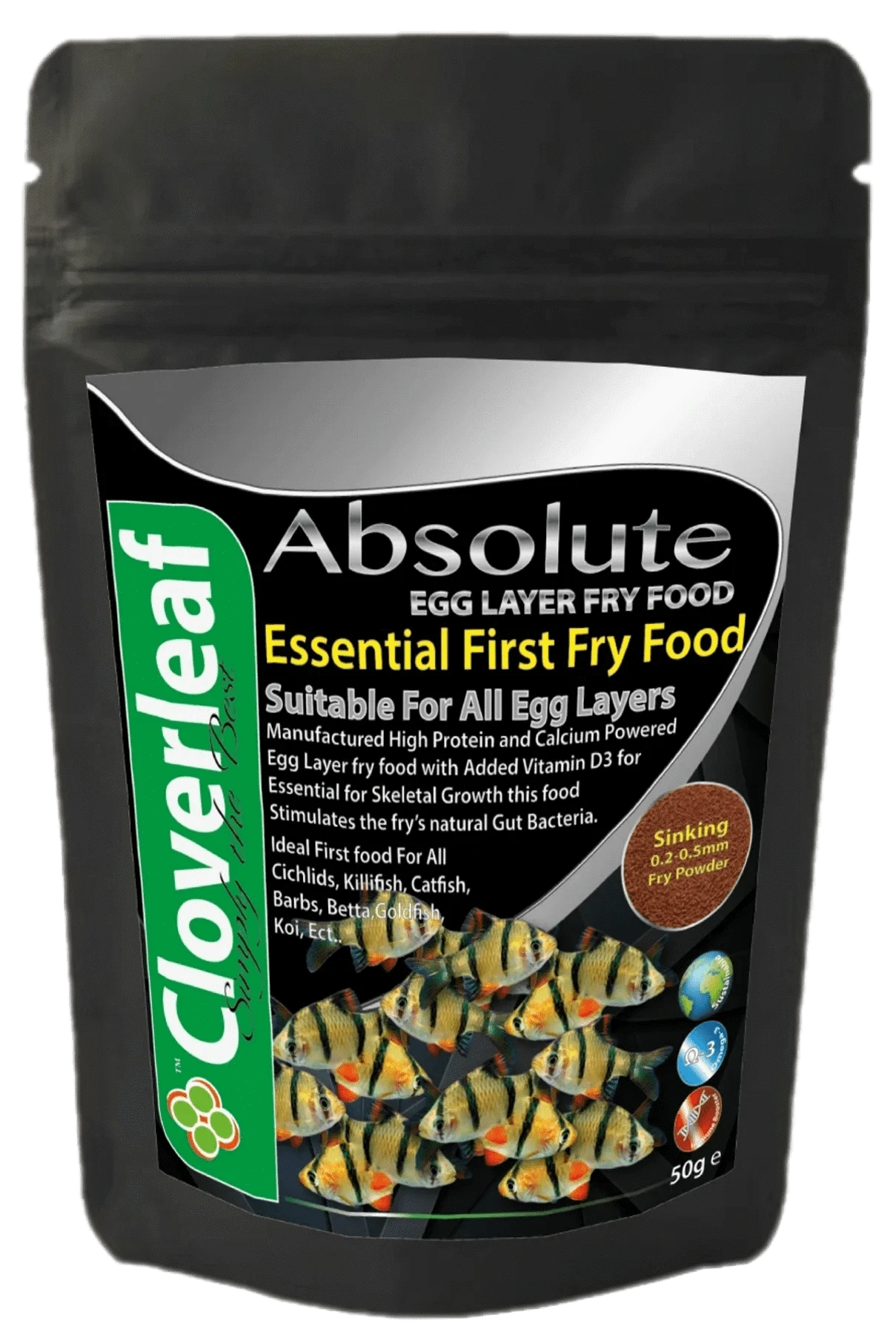 Cloverleaf Egg Layer Slow Sinking   0.2-5mm Pellets 50g Aquarium fish food at Pond Supplies Essex Online Store 