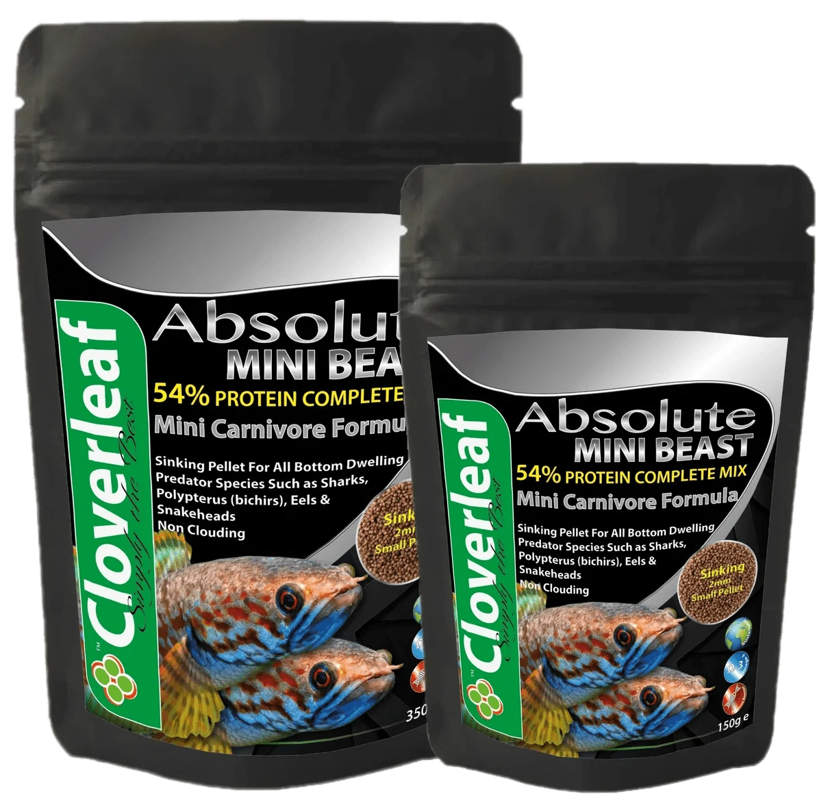 Cloverleaf Mini Beast 2mm Sinking Pellets Aquarium fish food at Pond Supplies Essex Online Store 