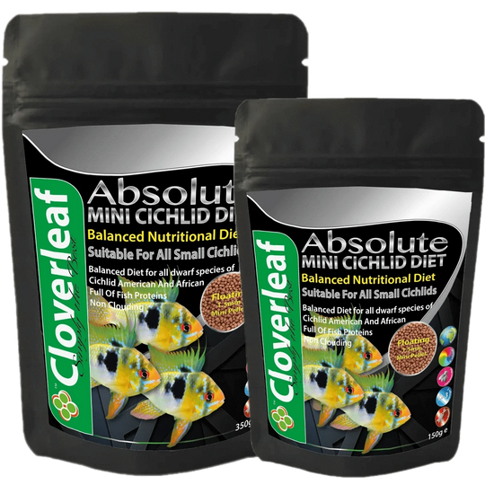 Cloverleaf Mini Cichlid Diet 1.5mm Sinking Pellets Aquarium fish food at Pond Supplies Essex Online Store 