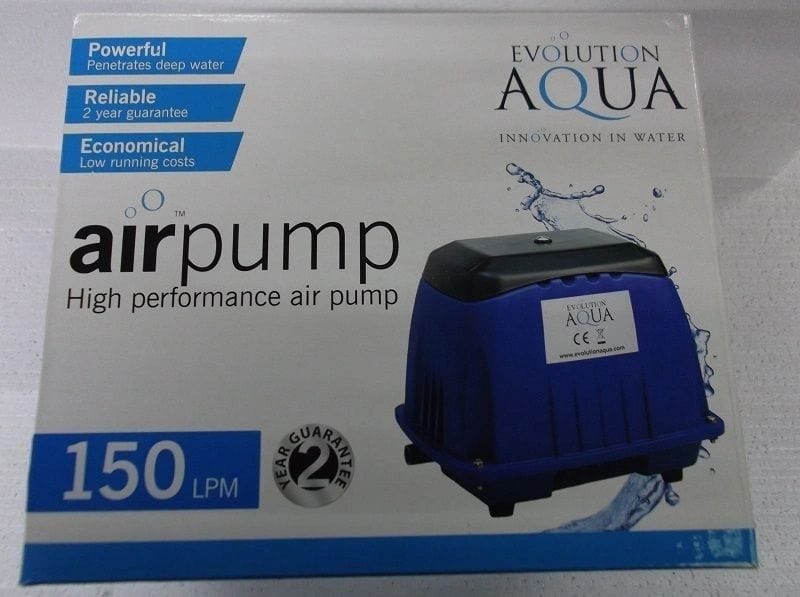 Evolution Aqua AIRTECH Aerator Pumps 15ltr in original Evolution Aqua packaging at pond supplies Essex. 