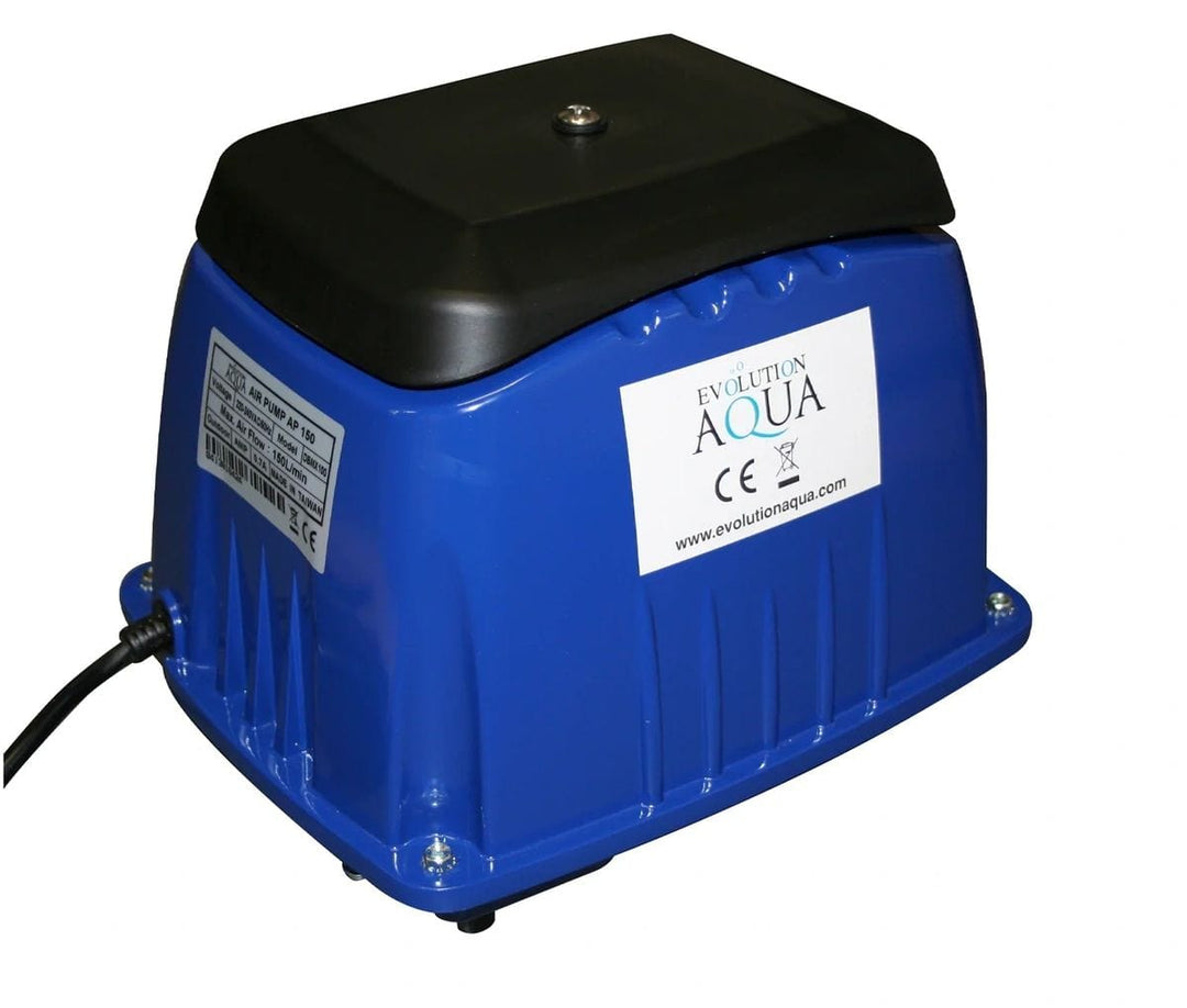 Evolution Aqua AIRTECH Aerator Pump 150Ltr outside of packaging at Pond Supplies Essex 