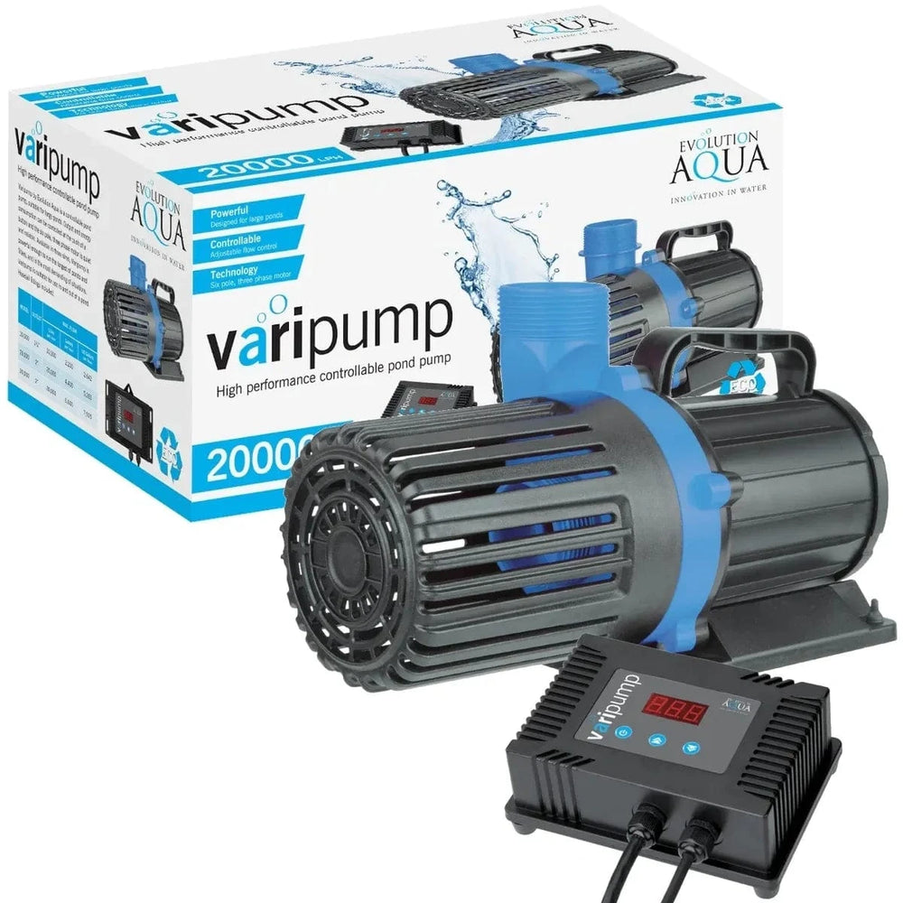 Evolution Aqua Controllable Varipump 20000 outside of packaging at Pond Supplies Essex