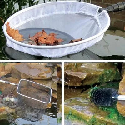 PondXpert 4 in 1 Pond Maintenance Set, different heads in use on koi pond at Pond Supplies Essex 