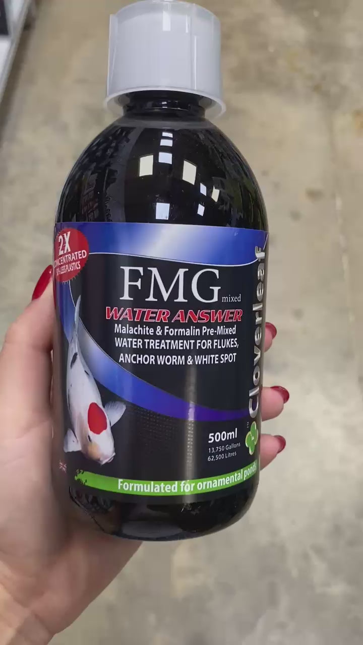 Cloverleaf’s 2x Concentrate FMG Answer 500ml bottle being slowly rotated showcasing the FMG answer video