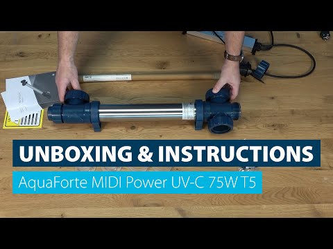 AquaForte MIDI T5 75w Ultraviolet Clarifier video of unboxing and instructions of how to set it up. 